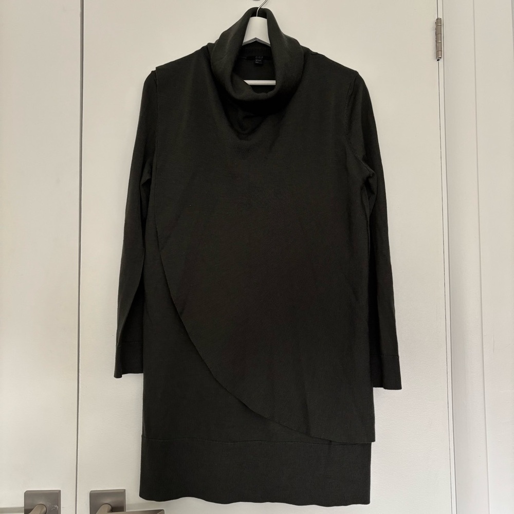 Chic Dark Green/Olive COS Knit Cowl Neck Dress Size S